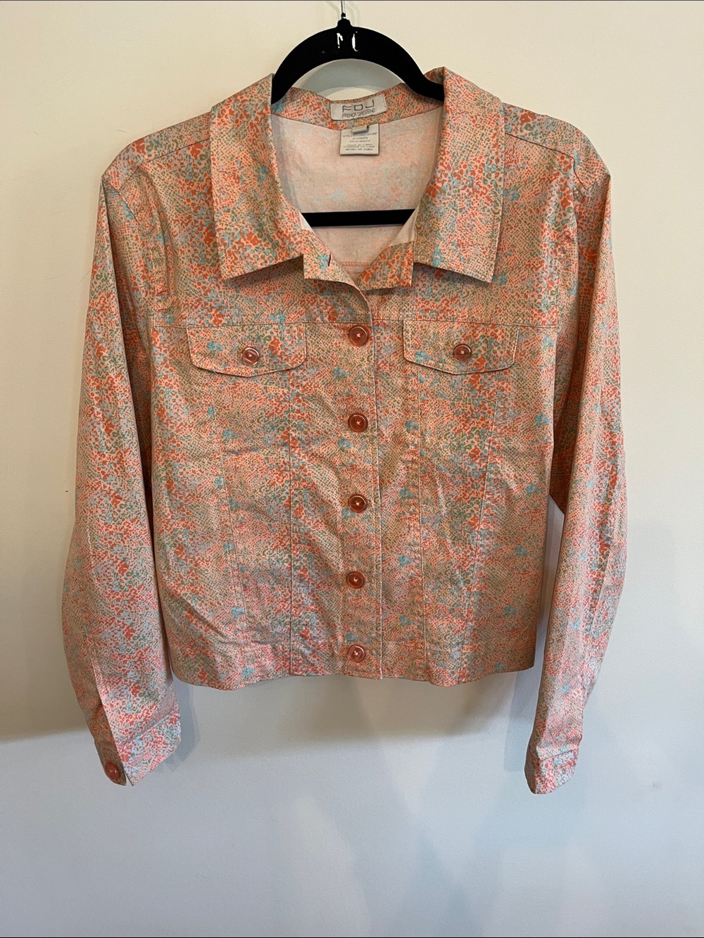 FDJ French Dressing Coral Print Button-Front Jacket